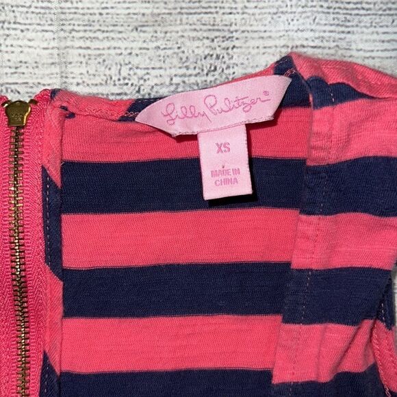 Lilly Pulitzer Navy Pink Striped Sleeveless Tank Top Exposed Zip sz XS - Picture 4 of 8